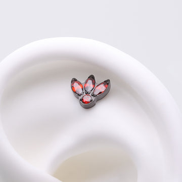 Detail View 1 of Implant Grade Titanium OneFit Threadless Blackline Triple Marquise Sparkle Flower Top Part-Red